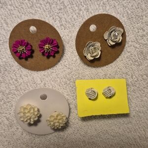 Floral and Swirl Earring Set